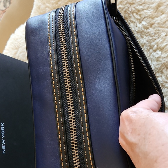 NWT IOB Coach Cadet Blue Glove Tanned Leather Men's Overnight Shave Kit 🖤🪒💙 - Picture 4 of 16